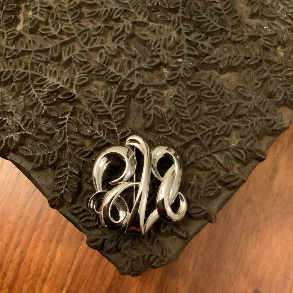 MONET Open Scroll Design Brooch Silver Tone